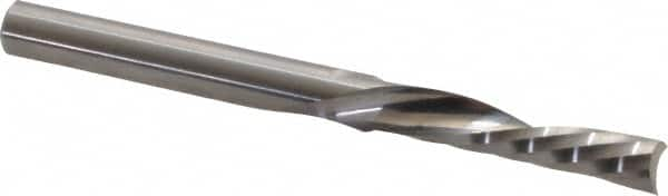 Onsrud - 1/4" Cutting Diam x 1-1/4" Length of Cut, 1 Flute, Downcut Spiral Router Bit - Uncoated, Right Hand Cut, Solid Carbide, 3" OAL x 1/4" Shank Diam, Single Edge, 21° Helix Angle - Caliber Tooling