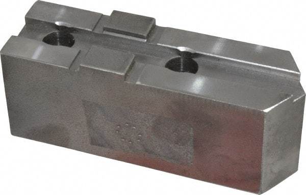 H & R Manufacturing - Tongue & Groove Attachment, Square Soft Lathe Chuck Jaw - Steel, 2.12" Btw Mount Hole Ctrs, 4-13/16" Long x 1-1/2" Wide x 1-7/8" High, 1/2" Groove - Caliber Tooling