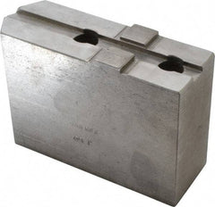 H & R Manufacturing - Tongue & Groove Attachment, Square Soft Lathe Chuck Jaw - Steel, 2-1/2" Btw Mount Hole Ctrs, 5-3/4" Long x 2" Wide x 3-7/8" High, 1/2" Groove - Caliber Tooling