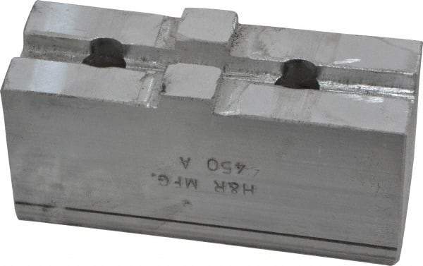 H & R Manufacturing - Tongue & Groove Attachment, Square Soft Lathe Chuck Jaw - Aluminum, 1-3/4" Btw Mount Hole Ctrs, 3-1/2" Long x 1-1/4" Wide x 1-5/8" High, 5/16" Groove - Caliber Tooling