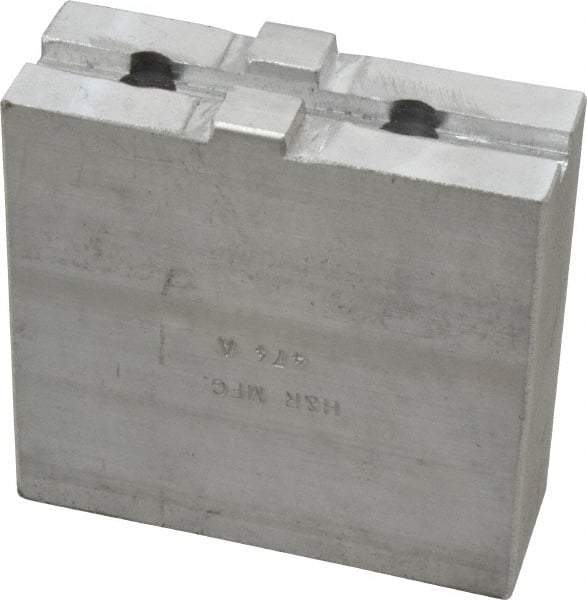 H & R Manufacturing - Tongue & Groove Attachment, Square Soft Lathe Chuck Jaw - Aluminum, 1-3/4" Btw Mount Hole Ctrs, 3-1/2" Long x 1-1/4" Wide x 3-3/8" High, 5/16" Groove - Caliber Tooling