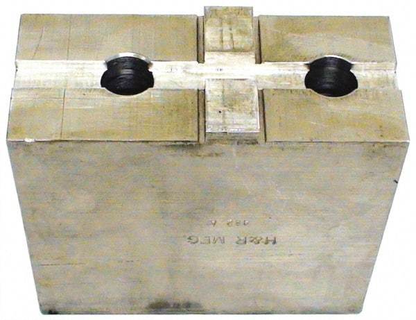 H & R Manufacturing - Tongue & Groove Attachment, Square Soft Lathe Chuck Jaw - Aluminum, 3" Btw Mount Hole Ctrs, 5-5/8" Long x 2-1/2" Wide x 3-5/16" High, 1/2" Groove - Caliber Tooling