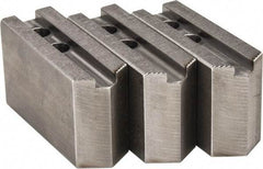 H & R Manufacturing - 1.5mm x 60° Serrated Attachment, Square Soft Lathe Chuck Jaw - 3 Jaws, Steel, 1" Btw Mount Hole Ctrs, 4-1/4" Long x 1-1/2" Wide x 2-1/2" High, 0.551" Groove, 12mm Fastener - Caliber Tooling