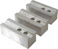 H & R Manufacturing - 1.5mm x 60° Serrated Attachment, Square Soft Lathe Chuck Jaw - 3 Jaws, Aluminum, 1.181" Btw Mount Hole Ctrs, 5-1/4" Long x 2" Wide x 2" High, 0.827" Groove, 16mm Fastener - Caliber Tooling