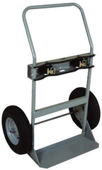 Made in USA - 760 Lb Capacity 47" OAH Cylinder Hand Truck - Swept Back Handle, Steel, Full Pneumatic Wheels - Caliber Tooling