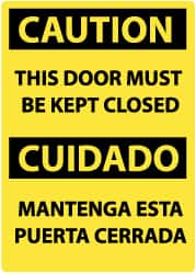 NMC - "Caution - This Door Must Be Kept Closed", 14" Long x 10" Wide, Rigid Plastic Safety Sign - Rectangle, 0.05" Thick, Use for Accident Prevention - Caliber Tooling