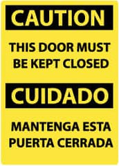 NMC - "Caution - This Door Must Be Kept Closed", 14" Long x 10" Wide, Rigid Plastic Safety Sign - Rectangle, 0.05" Thick, Use for Accident Prevention - Caliber Tooling