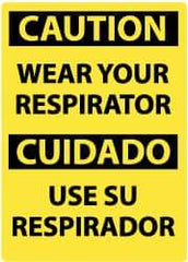 NMC - "Caution - Wear Your Respirator", 14" Long x 10" Wide, Rigid Plastic Safety Sign - Rectangle, 0.05" Thick, Use for Accident Prevention - Caliber Tooling