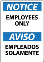 NMC - "Notice - Employees Only", 14" Long x 10" Wide, Rigid Plastic Safety Sign - Rectangle, 0.05" Thick, Use for Security & Admittance - Caliber Tooling