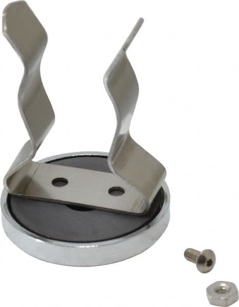 Mag-Mate - 11 Lb Max Pull Force, 2-1/32" Overall Height, 1.41" Diam, Ceramic Cup Magnet - Clamp Style, 1-1/8" Clamp Opening, Chrome Plated - Caliber Tooling