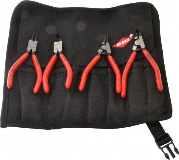 Knipex - 4 Piece, 1/2 to 1" Bore, 3/8 to 1" Shaft, Internal/External Retaining Ring Pliers Set - 0.051 to 0.053" Tip Diam Range - Caliber Tooling