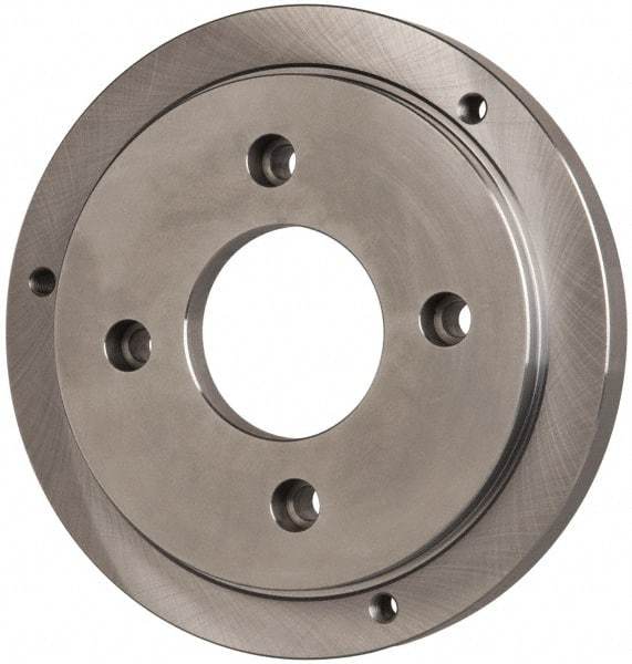 Buck Chuck Company - Adapter Back Plate for 12" Diam Self Centering Lathe Chucks - A1/A2-6 Mount, 2" Through Hole Diam, 10.221mm ID, 12.6" OD, 0.989" Flange Height, Steel - Caliber Tooling