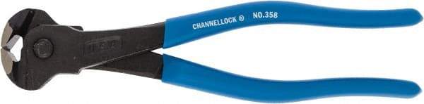 Channellock - 8" OAL, End Cutting Pliers - 11/32" Jaw Length x 1-19/32" Jaw Width, Plastic Dipped Handle - Caliber Tooling