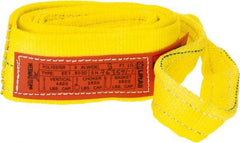 Lift-All - 8' Long x 3" Wide, 4,800 Lb Vertical Capacity, 1 Ply, Polyester Web Sling - 3,800 Lb Choker Capacity, Yellow - Caliber Tooling