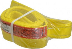 Lift-All - 10' Long x 4" Wide, 6,400 Lb Vertical Capacity, 1 Ply, Polyester Web Sling - 5,000 Lb Choker Capacity, Yellow - Caliber Tooling