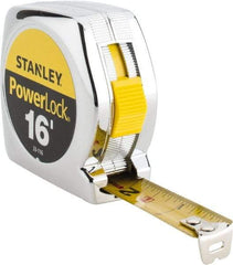 Stanley - 16' x 3/4" Yellow Blade Tape Measure - 1/32 & 1/16" Graduation, Inch Graduation Style, Silver Case - Caliber Tooling