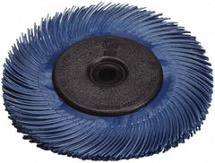 3M - 6" Diam, 7/16" Max Face Width, Plain Hole Radial Bristle Brush - 400 Grit, Super Fine Grade, 10,000 Max RPM, Blue - Caliber Tooling