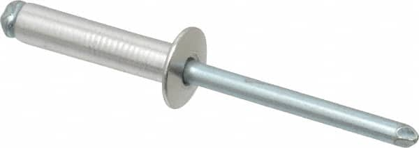 RivetKing - Size 610 Dome Head Aluminum Open End Blind Rivet - Steel Mandrel, 0.501" to 5/8" Grip, 3/8" Head Diam, 0.192" to 0.196" Hole Diam, 0.825" Length Under Head, 3/16" Body Diam - Caliber Tooling