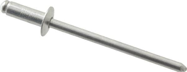 RivetKing - Size 43 Dome Head Aluminum Open End Blind Rivet - Aluminum Mandrel, 0.126" to 0.187" Grip, 1/4" Head Diam, 0.129" to 0.133" Hole Diam, 0.337" Length Under Head, 1/8" Body Diam - Caliber Tooling