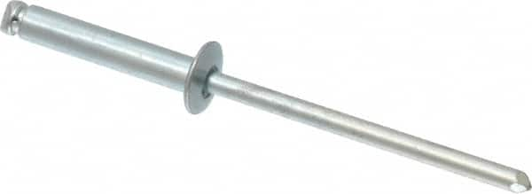 RivetKing - Size 48 Dome Head Steel Open End Blind Rivet - Steel Mandrel, 0.376" to 1/2" Grip, 1/4" Head Diam, 0.129" to 0.133" Hole Diam, 0.65" Length Under Head, 1/8" Body Diam - Caliber Tooling