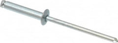 RivetKing - Size 48 Dome Head Steel Open End Blind Rivet - Steel Mandrel, 0.376" to 1/2" Grip, 1/4" Head Diam, 0.129" to 0.133" Hole Diam, 0.65" Length Under Head, 1/8" Body Diam - Caliber Tooling