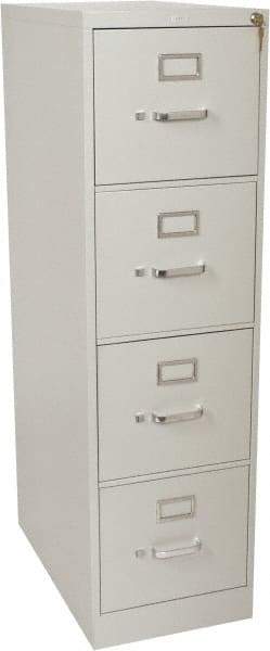 Hon - 15" Wide x 52" High x 25" Deep, 4 Drawer Vertical File with Lock - Steel, Light Gray - Caliber Tooling