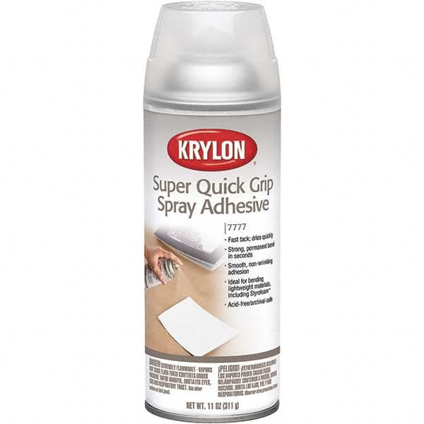 Krylon - 11 oz Aerosol Clear Spray Adhesive - Low Tack, 120°F Heat Resistance, 15 Sq Ft Coverage, Medium Strength Bond, 180 min Max Bonding Time, Flammable - Caliber Tooling