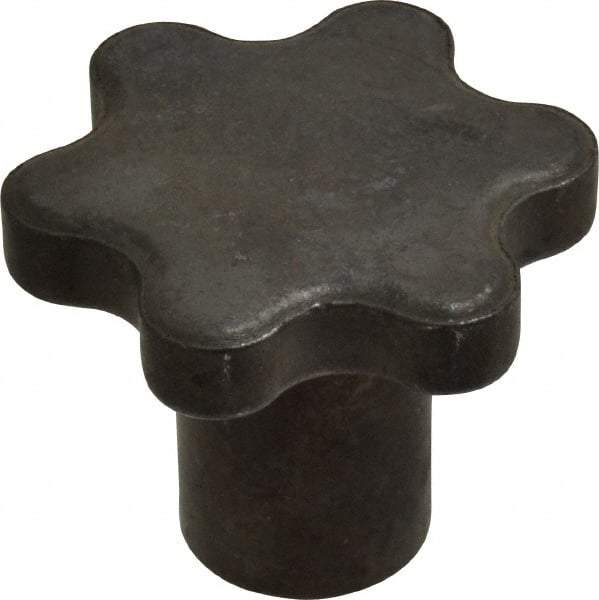 Made in USA - 2" Head Diam, 6 Point Scalloped Knob - 3/8-16 Hole, Steel - Caliber Tooling