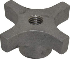 Made in USA - 2-1/2" Head Diam, 4 Point Lobed Knob - 1/2-13 Hole, Aluminum - Caliber Tooling