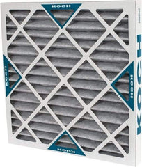 Made in USA - 20" Noml Height x 20" Noml Width x 2" Noml Depth, 70% Capture Efficiency, Wire-Backed Pleated Air Filter - MERV 8, Cotton/Polyester & Activated Carbon, Integrated Beverage Board Frame, 500 Max FPM, 1,400 CFM, For Any Unit - Caliber Tooling