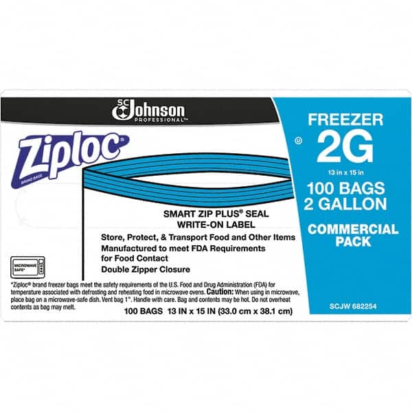 Ziploc - 100 Piece, 2 Gallon Capacity, 13 Inch Long x 15-1/2 Inch Wide, Ziploc Freezer Bag - 2.7 mil Thick, Rectangle Clear Plastic - Caliber Tooling