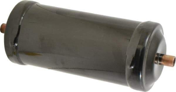 Parker - 3/8" Connection, 3" Diam, 8.86" Long, Refrigeration Liquid Line Filter Dryer - 7-3/4" Cutout Length, 361 Drops Water Capacity - Caliber Tooling