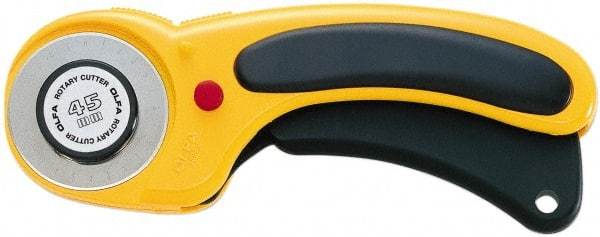 Olfa - Fixed Safety Cutter - 1.77" Tungsten Tool Steel Blade, Yellow & Black ABS Plastic with Elastomer Inset Handle, 1 Blade Included - Caliber Tooling