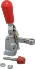 De-Sta-Co - 200 Lb Holding Capacity, Vertical Handle, Manual Hold Down Toggle Clamp - 65° Handle Movement, 105° Bar Opening, U-Bar, Flanged Base, Electro-Plated Zinc, Carbon Steel - Caliber Tooling