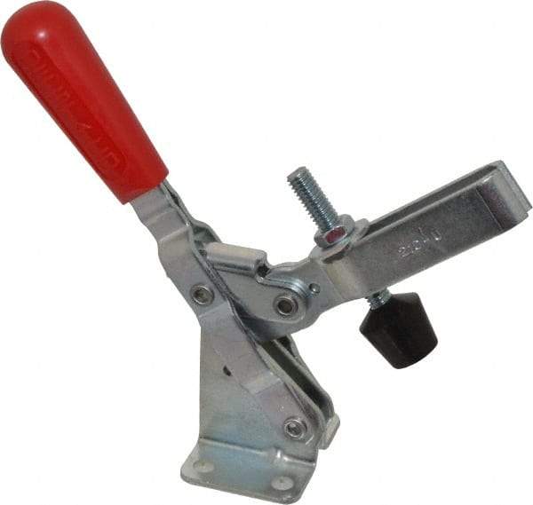 De-Sta-Co - 600 Lb Holding Capacity, Vertical Handle, Manual Hold Down Toggle Clamp - 58° Handle Movement, 103° Bar Opening, U-Bar, Flanged Base, Electro-Plated Zinc, Carbon Steel - Caliber Tooling