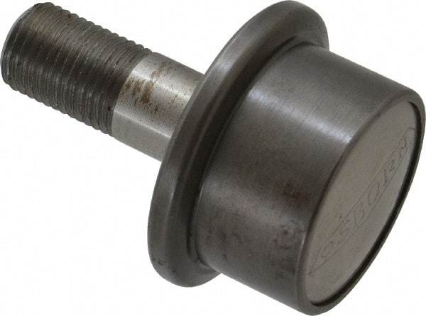 Osborn International - 1-1/4" Roller Diam x 27/32" Width, 1/2" Stud Diam x 1-1/4" Length, Flanged Concentric Stud Load Runner - Steel, 5/8" Thread Length, 1/2-20 Thread, 2-3/32" OAL, 600 Lb Dynamic Cap - Caliber Tooling