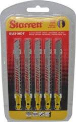 Starrett - 4" Long, 10 Teeth per Inch, Bi-Metal Jig Saw Blade - Toothed Edge, 5/16" Wide x 0.05" Thick, U-Shank, Ground Taper Tooth Set - Caliber Tooling