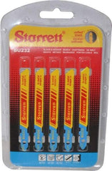 Starrett - 3" Long, 32 Teeth per Inch, Bi-Metal Jig Saw Blade - Toothed Edge, 5/16" Wide x 0.04" Thick, U-Shank, Wavy Tooth Set - Caliber Tooling