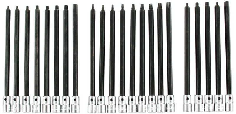 22 Piece - 3/32" - 1/4"; Hex Metric 2.5 - 6.0mm & Torx® T8 - T40 1/4" Drive - 6: OAL - Hex Inch Bit Socket Set - Caliber Tooling