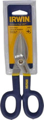 Irwin - 1-1/2" Length of Cut, Straight Pattern Tinner's Snip - 7" OAL, Vinyl Handle, 24 AWG Steel Capacity - Caliber Tooling