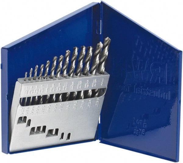 Irwin - 1/16 to 1/4", 118° Point, Bright Finish, High Speed Steel Jobber Length Drill Bit Set - Caliber Tooling