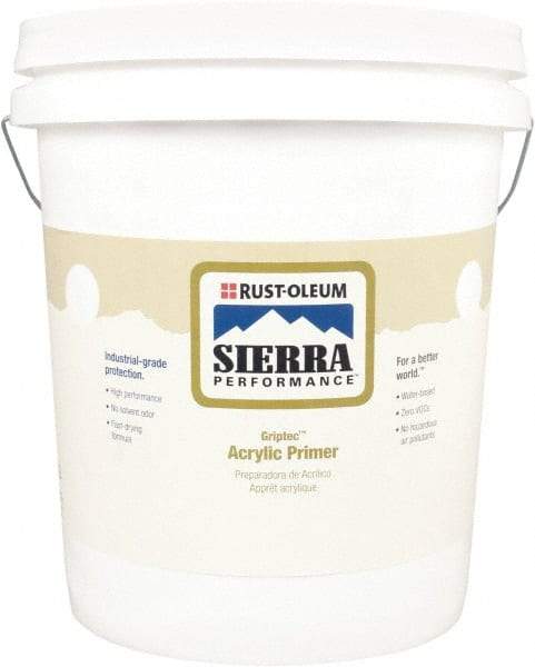 Rust-Oleum - 5 Gal White Water-Based Acrylic Enamel Primer - 180 to 545 Sq Ft Coverage, 0 gL Content, Quick Drying, Interior/Exterior - Caliber Tooling