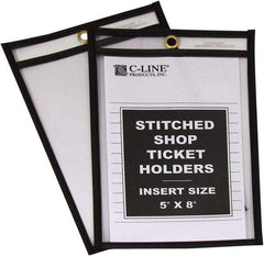 C-LINE - 25 Piece Clear Stitched Shop Ticket Holder - 8" High x 5" Wide - Caliber Tooling