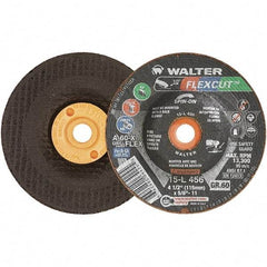 WALTER Surface Technologies - 4-1/2" Diam x 5/8" Hole, 60 Grit Surface Grinding Wheel - Aluminum Oxide, Medium Grade, 13,300 Max RPM - Caliber Tooling