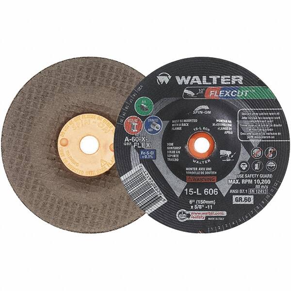 WALTER Surface Technologies - 7" Diam x 7/8" Hole, 60 Grit Surface Grinding Wheel - Aluminum Oxide, Medium Grade, 8,600 Max RPM - Caliber Tooling