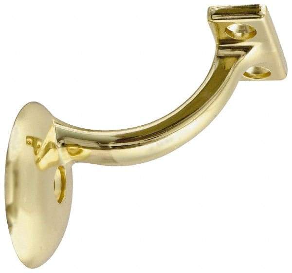 National Mfg. - 250 Lb Capacity, Bright Brass Coated, Handrail Bracket - 2-1/4" Long, 3" High, 3" Wide - Caliber Tooling