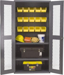 Durham - 2 Shelf 15 Bin Visible Storage Cabinet - Steel, 36" Wide x 18" Deep x 72" High, Gray - Caliber Tooling