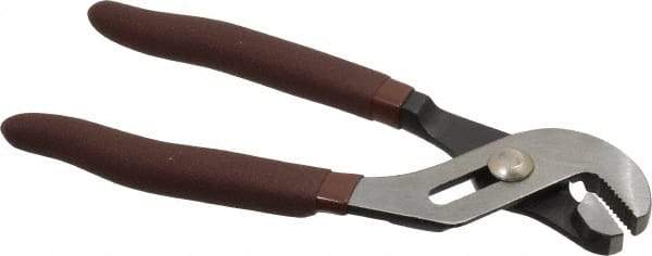 Paramount - 6-1/2" OAL, 7/8" Max Capacity, 7/8" Jaw Length, 3 Position Gooseneck Tongue & Groove Pliers - Serrated Straight Jaws, Standard Head, Plastic Dipped Handles - Caliber Tooling