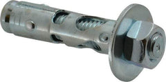 Powers Fasteners - 5/8" Diam, 5/8" Drill, 2-1/4" OAL, Sleeve Concrete Anchor - 1018 Steel, Hex Nut Head, Hex Drive - Caliber Tooling