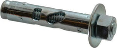 Powers Fasteners - 5/8" Diam, 5/8" Drill, 3" OAL, Sleeve Concrete Anchor - 1018 Steel, Hex Nut Head, Hex Drive - Caliber Tooling